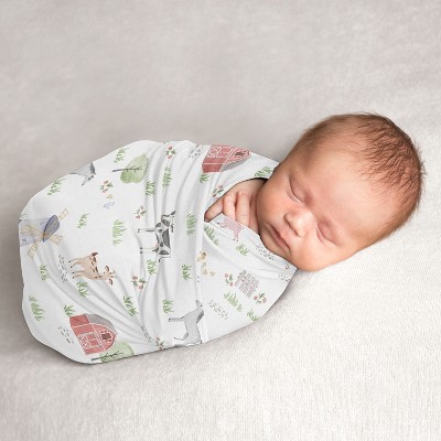 Sweet Jojo Designs Gender Neutral Swaddle Baby Blanket Farm Animals ...