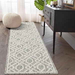 Outdoor Runner Rug, Waterproof Geometric Patio Carpet, Easy-Clean Lightweight Non-Slip Mat for Kitchen Backyard RV - 1 of 4