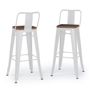 Sapphtopaz 39" Metal Bar Stool Industrial High Chair with Footrest and Slat Backrest Counter Height Barstools Set of 2 for Kitchen Island - 1 of 4