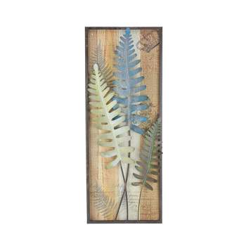 Northlight 29.25" Blue and Gray Distressed Framed Metal Fern Picture
