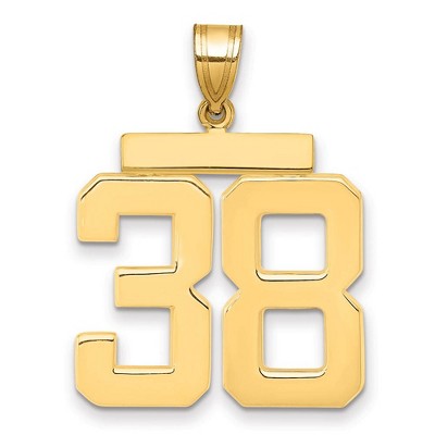Black Bow Jewelry 14k Yellow Gold, Athletic Collection, Large Polished Number 38 Pendant