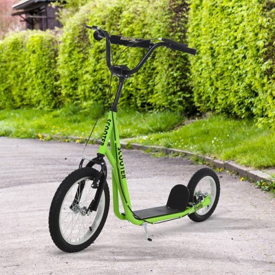 Green Adjustable Steel Frame Youth Kick Scooter with Dual Brakes