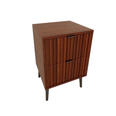 GlasFlength Nightstands Modern Wooden Bedside Table with Two Drawers Simple Elegant Design for Bedroom Storage, Brown, 17.7"*15.7"*21.7"