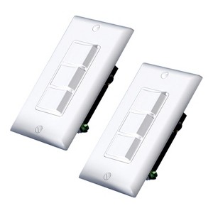 ELEGRP Decorator Triple Rocker Light Switch, 15A Electrical 3 Single Pole Wall Switch, Self-grounding, w/Wall Plate, UL Listed, White 2PC - 1 of 4