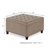 PAGED Traditional Button-Tufted Ottoman with Storage, Large Square Storage Bench with Spindle Legs & Nail Trims, Upholstered Ottoman Coffee Table - 4 of 4