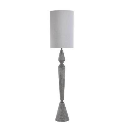 Faux Wood Logan Molded Floor Lamp with Fabric Shade Gray - StyleCraft