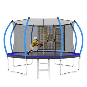 BestParts 12FT Round Trampoline with Ladder, Enclosure Net & Toss Target Game – Blue Steel Frame - 1 of 4