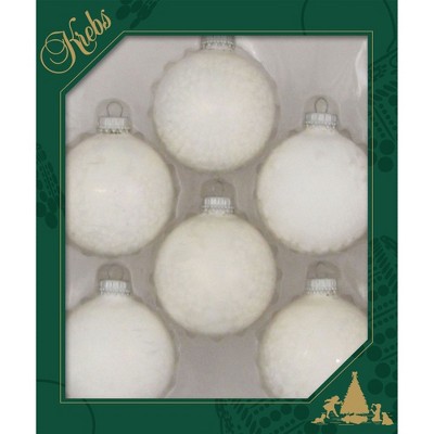 Christmas by Krebs 6ct Snow White Pearl Christmas Ball Ornaments 2.5" (67mm)