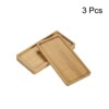 Unique Bargains Indoors Bamboo Rectangular Flower Drip Tray Plant Pot Saucer 17.5x8.8cm 3 Pcs - 3 of 4