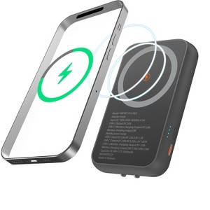 GRIFFIN 5,000mAh Wireless Power Bank with Wall Plug, 5W Wireless Output, 2A USB-C Output & Foldable Plug - 1 of 3