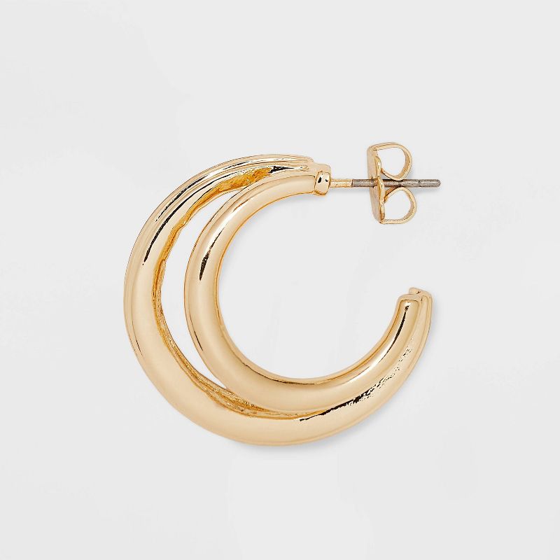 Ribbed Three Row Hoop Earrings - A New Day&#8482; Gold, 4 of 7