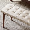 Christopher Knight Home Charley Modern 51" Solid Wood and Cowhide Tufted Upholstered Bench - 4 of 4