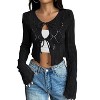 Coolmee Womens Crochet Cardigan Crop Tops Tie Front Long Sleeve V Neck Lightweight Hollow Out Knit Shrug Sweaters - 3 of 3