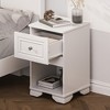 3-Pieces Bedroom Dresser Night Stand Set, 6-Drawer Dresser and 2 Nightstands with Metal Handles, Elegant Design and Retro Style,White - 2 of 4