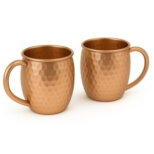 Set of 2 Modern Home Authentic 100% Solid Copper Hammered Moscow Mule Mug - Handmade in India - 1 of 4