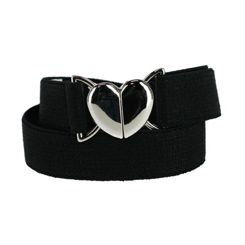 Aquarius Girl's Elastic Belt With Heart Shaped Closure, Black : Target