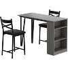 Bar Table Set with Flip Top Extension, Storage Shelves, Upholstered Chairs, Dining Table Set for Small Space - 2 of 4