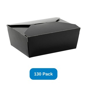 Inno-Pak 29 oz Paper Food Box Black #8 Size - Case of 130 - 1 of 3
