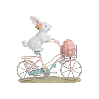 C&F Home Bunny Ride Bike W/Egg Easter Figurine