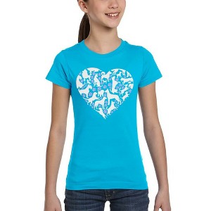 LA Pop Art Dog Heart - Girl's Word Art T-Shirt - 1 of 4