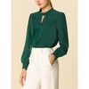INSPIRE CHIC Women's Office Keyhole Elegant Stand Collar Long Sleeve Back Neck Button Blouse - 2 of 4
