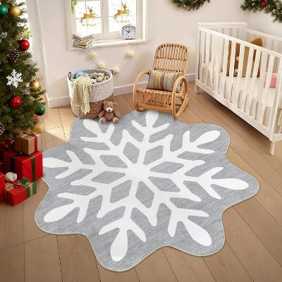 Christmas Snowflake Rug 3x3 Bathroom Rugs Christmas Doormats Machine Washable Area Rug