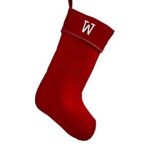 Personalization Mall Classic Christmas Embroidered Initial Burgundy Christmas Stockings - 1 of 3