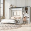 Full/Queen Murphy Bed with Sofa, Desk & Storage, Space-Saving Wall Bed, Foldable Sleeper Sofa, White - ModernLuxe - 3 of 4