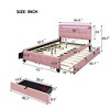 Queen Size Upholstered Platform Bed with LED Light, Twin XL Size Trundle and 2 Drawers, Beige/Dark Gray/Pink-ModernLuxe - 3 of 4