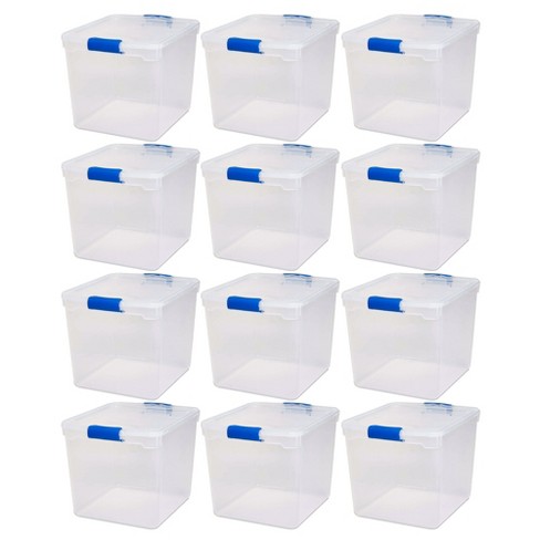  HOMZ Heavy Duty 31 Quart Modular Plastic Stackable Toy  Organizer Bins Storage Tote Containers with Latching Lids for Home and  Office, Clear (4 Pack)