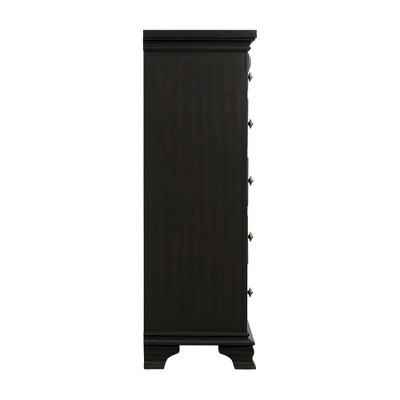 Antique Black 6-Drawer Vertical Chest with Felt Lined Drawers
