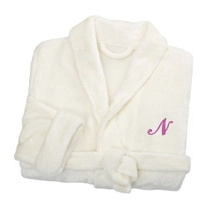 Personalization Mall Embroidered Short Fleece Robe - White - 1 of 1