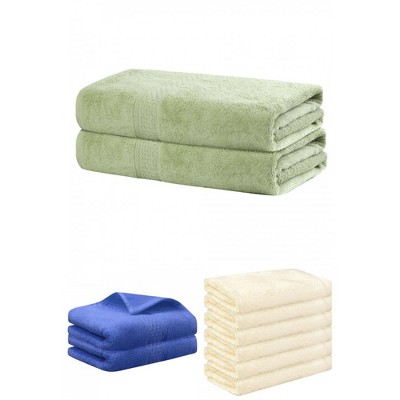 REGALWOVEN Absorbent Solid Bath Hand Face Cloths Cotton Towels 3 Piece Sets