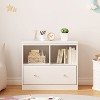 KTMBDW Toy Storage Organizer with Drawer, Toy Organizer with 2 Open Cubbies, Multifunctional Floor Storage Chest for Playroom, White - 2 of 4