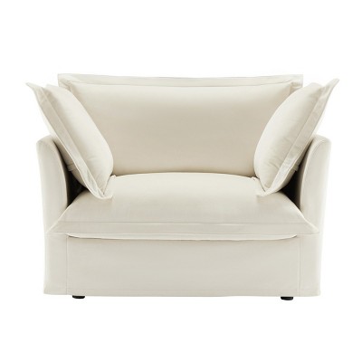 Modern Chenille Fabric Single Sofa With 1 Big Back Cushion And 2 Big Pillows,Single Couch,Slipcovered Chair-Maison Boucle