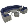 9-Piece Outdoor Patio Wicker Half-Moon Sectional Sofa Set with Nesting Coffee Table and 2 Armchair - 2 of 4