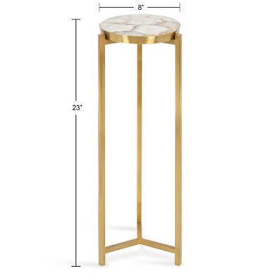 Round White Marble and Gold Metal Drink Table