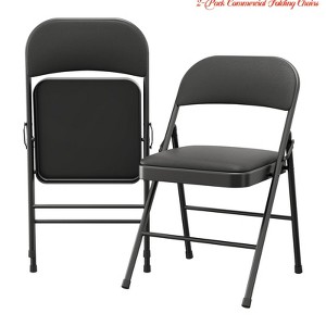 Office 2 Pack/4 Pack Outdoor Folding Chairs, Portable Stackable Foldable Chairs w/ Padded Cushion & Back, Commercial Seat w/ Metal Frame - 1 of 4
