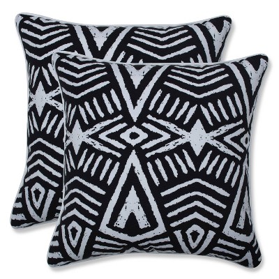 16.5" 2pk Geometric Dimensions Throw Pillows Black - Pillow Perfect