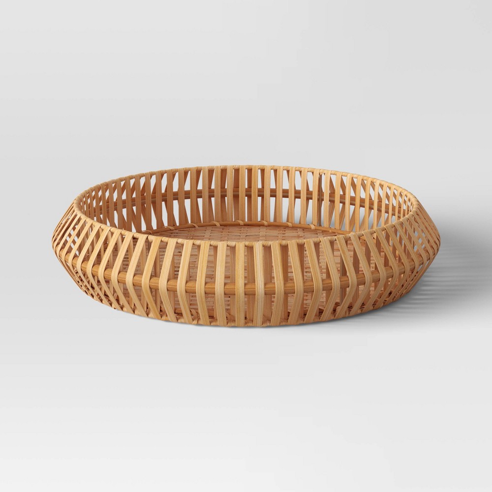 Photos - Other interior and decor Round Vertical Natural Weave Tray - Threshold™