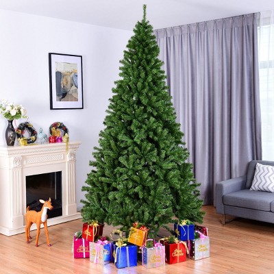 Costway 6FT/7.5FT/9FT PVC Christmas Tree Hinged Solid Metal Legs