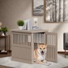 Bencmate Pet Crates and Houses Slanted Roof Dog Crate Lockable Gate Optimal Airflow Easy Setup for Living Room Patio, Brown, 29.65"*21.34"*25.28" - 2 of 4