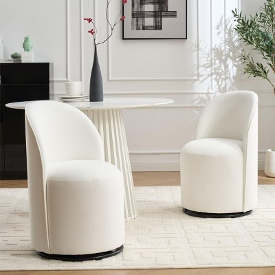 21.25" Small Swivel Boucle Barrel Armless Dining Chair Set of 1,Round Upholstered Accent Vanity Side Chair–The Pop Home