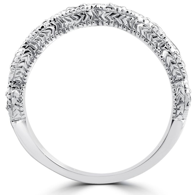 Pompeii3 1/10ct Vintage Diamond Wedding Ring 14K White Gold, 3 of 7