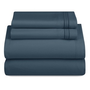 Full Size Sheet Set Deep Pocket, Ultra Soft, Deep Pocket Microfiber Bed Sheets - Fitted Sheet, Flat Sheet + 2 Pillowcases (Navy Blue) - 1 of 4
