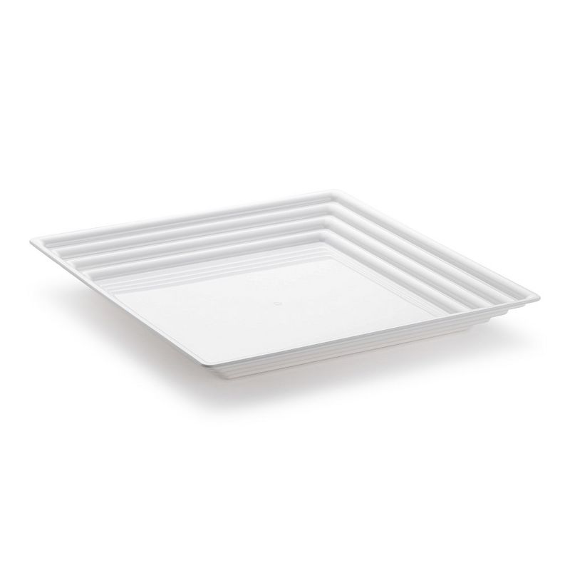 Smarty Had A Party 12" x 12" White Square with Groove Rim Plastic Serving Trays (24 Trays), 1 of 5
