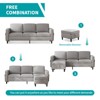 Mjkone 3PCS Convertible Sectional Sofa Set, Linen 3-Seater Sofa & Loveseat Couch with Side Pocket, Storage Ottoman - 3 of 4