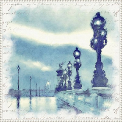 Paris in Blue II 30'' White Framed Canvas Wall Art