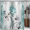 Aoibox Rustic Farmhouse Shower Curtain with Teal Daisy Floral and Butterfly Design for Bathroom Decor, Includes 12 Hooks - 3 of 4