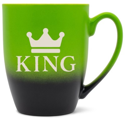 100 North Crown Royalty 10 Ounce Green and Black Two Toned Ombre, Comfortably Fits Your Hands, Ceramic Tea Coffee Cup Mug, King